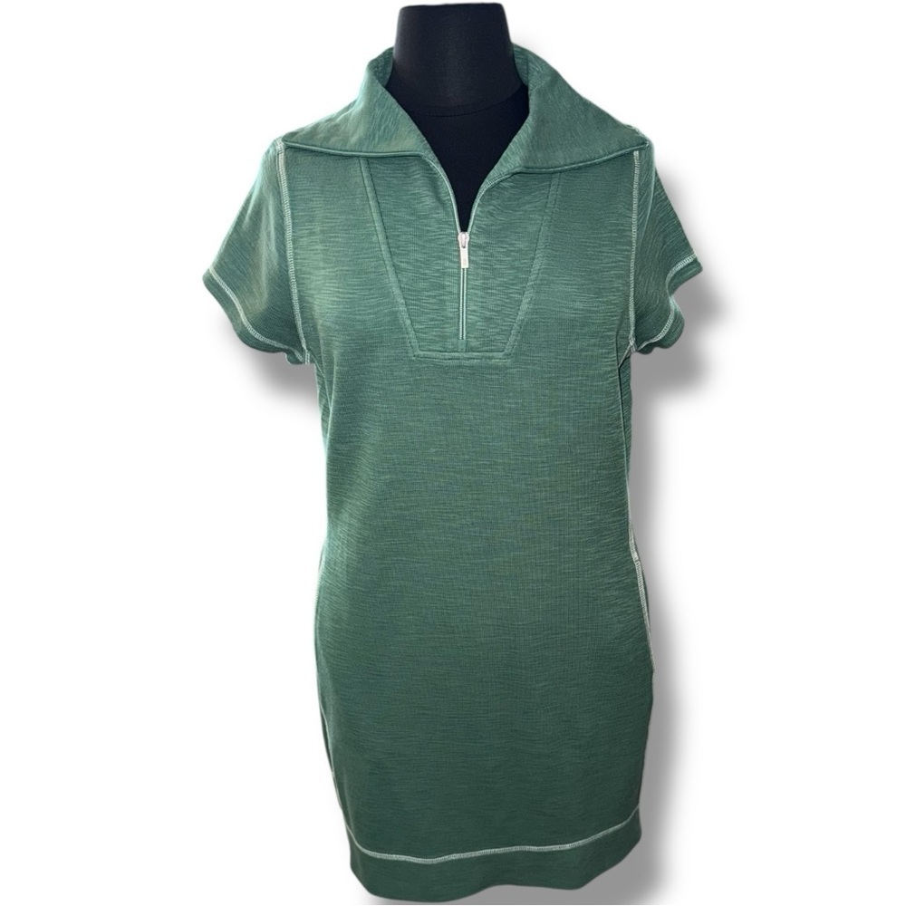 TOMMY BAHAMA Tobago Bay Half-Zip Short-Sleeve Dress - XL Dark Spearmint - Picture 2 of 13
